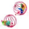 Cat Toy Plush Mouse Metal Cage Interactive Exercise Feather Ball Fun Durable Kitty Play Toy Crinkle Sound Lifelike