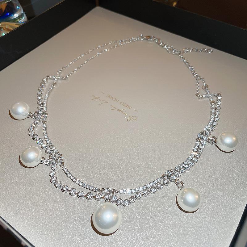 Silver Needle Vintage Pearl and Rhinestone Flower Earrings - French High-End Niche Court Style