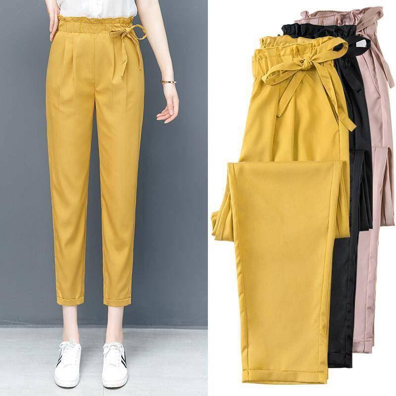 

Women s Slim Fit Carrot Pants - Korean Style Nine-Point Harem with Bud Waist L