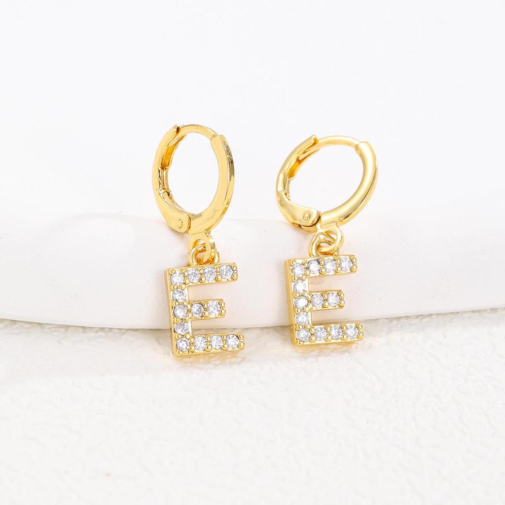 European and American Fashion Gold-Plated Zircon Letter Earrings for Women