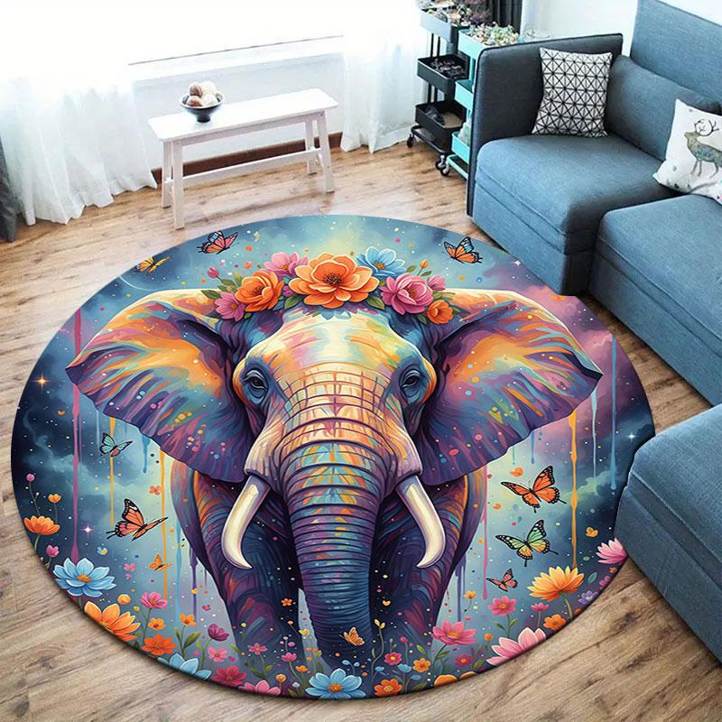 Liquidpaintanimals Round Area Rug,Carpet Rug for Living Room Bedroom Sofa Playroom Decor,Non Slip Floor Mat