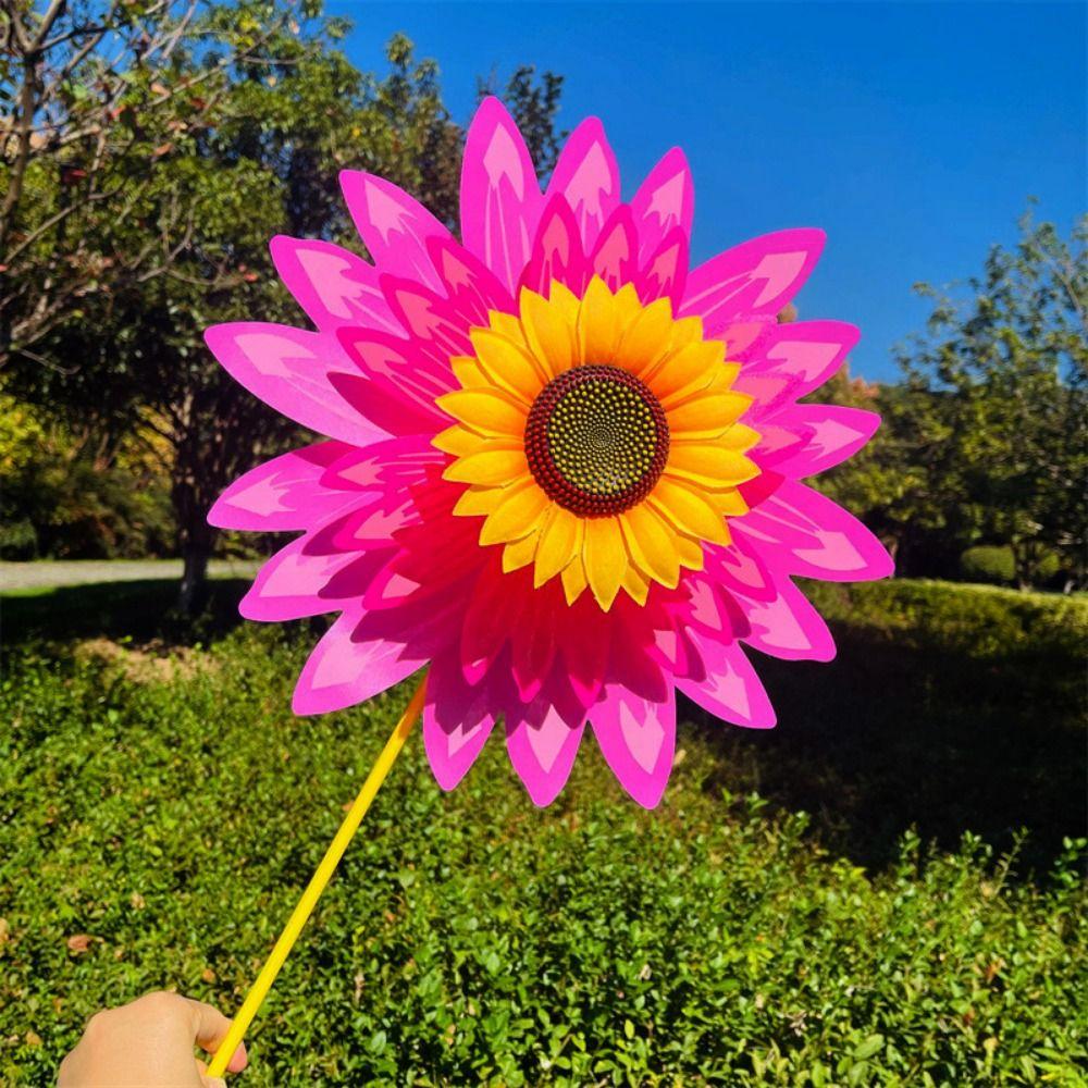 Mehrere Stile Drehende Sonnenblume PVC-Stab Stehende Rasenblume Windrad Outdoor Party Picknick Dekoration