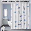 Leaf Geometric Pattern Peva Shower Curtain Waterproof Moldproof Divider Bathroom