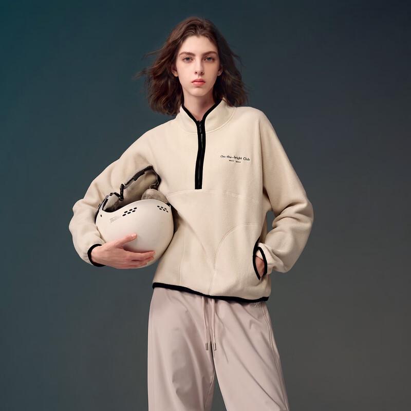 Sancai Winter Plush Embroidered Pullover Sweatshirt