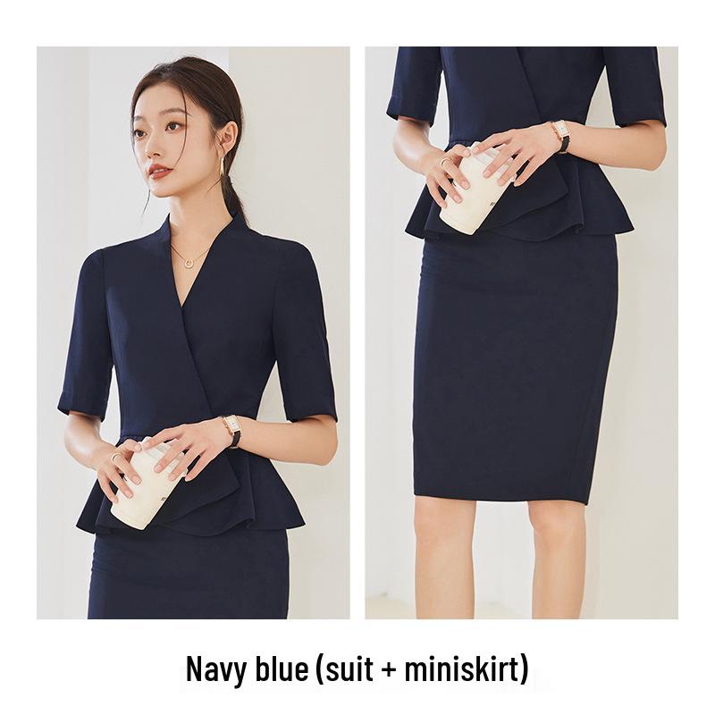 Elegant Women's Summer Skirt Suit for Beauty Salon Receptionists - Professional Goddess Style Workwear