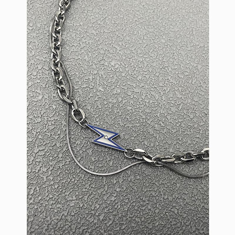 Stainless Steel Double Layer Geometric Necklace For Men And Women With Polished Finish