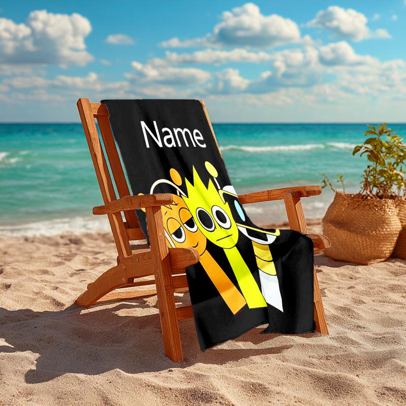 Personalized Customized Proof Beach Towel with Sprunki Themed Pattern - Soft, Absorbent,quick-drying,perfect Swimming,camping&bathing