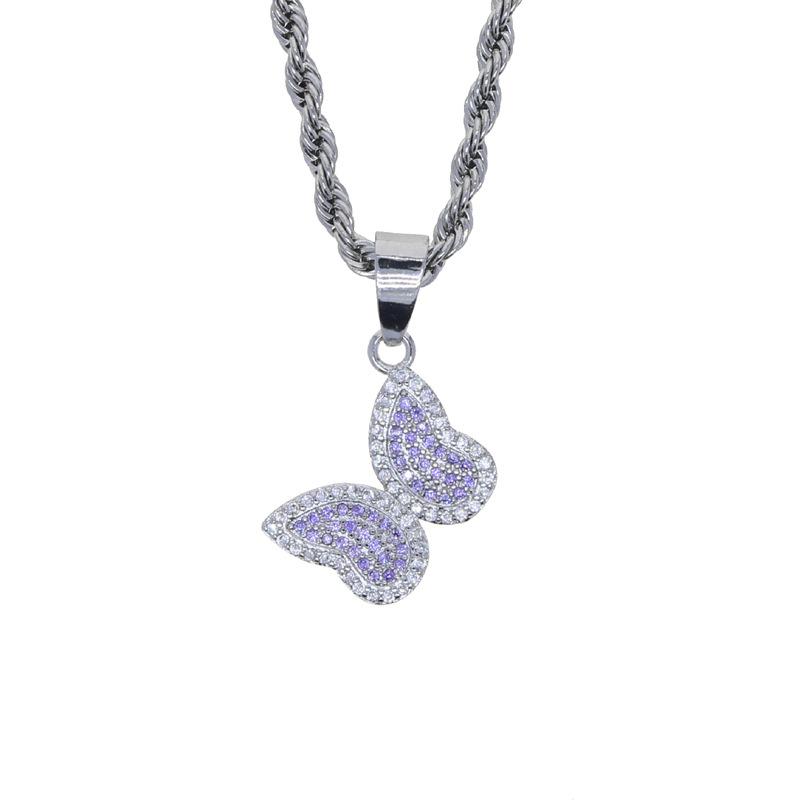 Dropshipping Ready Pendant Necklace Colorful Zircon Fashion Jewelry серебряный