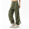 Women's Overalls Casual Lightweight Solid Color Trousers Drawstring Multi-Pockets Straight Leg Pants