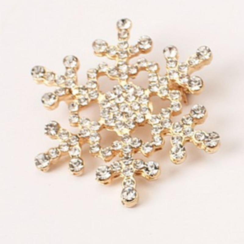 

Рождественский стиль украшения очаровательная водная бриллиантовая рождественская снежинка брошь модные рождественские аксессуары для женщин золотой
