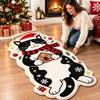 Soft Plush Cartoon Doormat Carpet Christmas Theme Pattern Cat Shaped Mat  Entryway