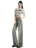 Washed Ragged Do Old Wide Leg Jeans Women's High-waisted Vintage Large Size Loose Straight Thin Draped Trousers Jeans for Women Long Denim Pants