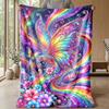 Rainbow Butterflies and Flowers Theme Blanket Lightweight Warm Flannel Blanket Decorative Throw Blanket for Home Decoration