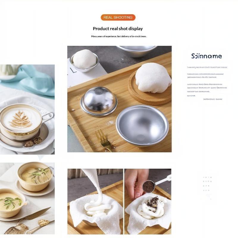 Alliage d'Aluminium Daifuku Dessert Boule Ronde Moule à Gâteau Demi-cercle Tartelettes aux Œufs Pudding Crème Glacée Fondant Moules Gadgets de Cuisson