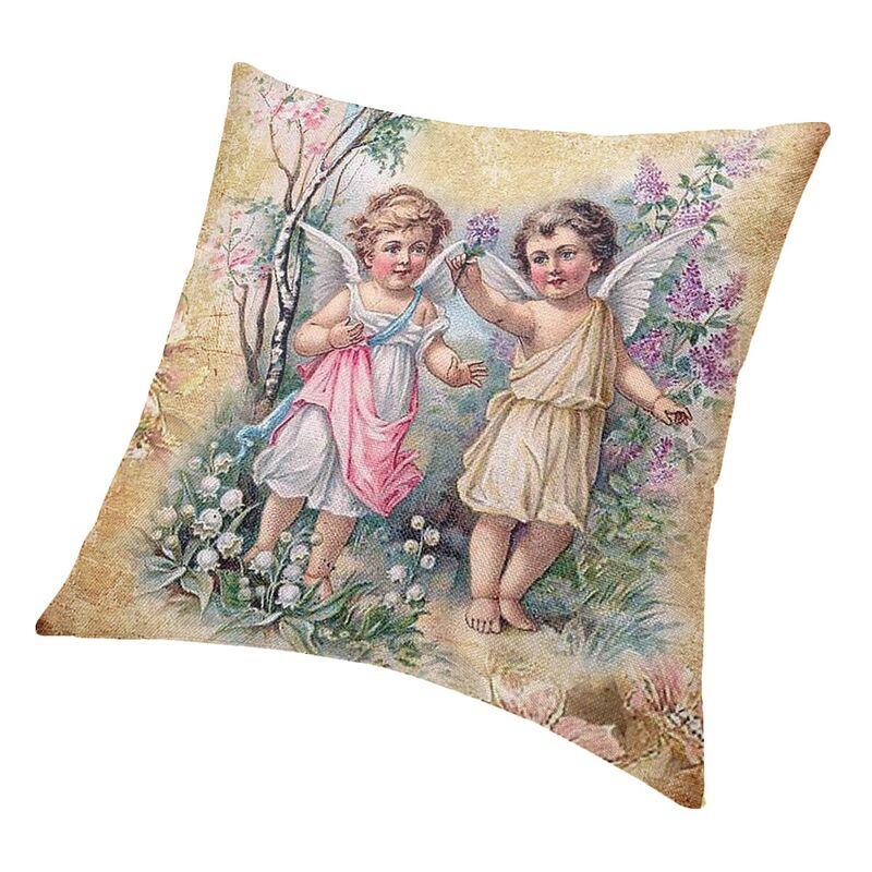 Victorian Angel Square Pillow Cover Home Decorative Vintage Angel Cushion Cover Throw Pillow For Sofa Double-Sided Printing