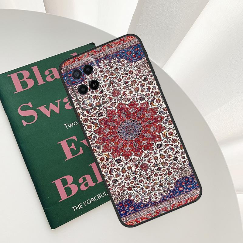 Persian Carpet Floral Pattern Case For Oppo A96 A76 A16 A15 A17 A52 A72 A54S A57S A58 A78 A98 A57 A77 A54 A74 A94 Cover