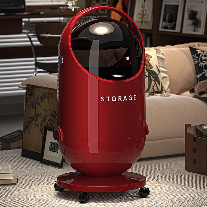 High-End Large Capacity Trash Can with Lid & Wheels for Home: Living Room, Bedroom, Kitchen - No Need To Bend Over, Easily Movable Paper Basket.