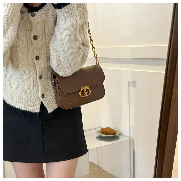 French Style Women's Bag 2023 Autumn And Winter New Tide Pure Color Pu Small Square Bag Street Fashion Daily Shoulder Bag