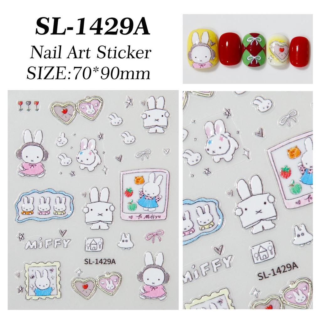 Entzückende Cartoon-Kaninchen-Nagelsticker - Neu, Handgemacht, DIY
