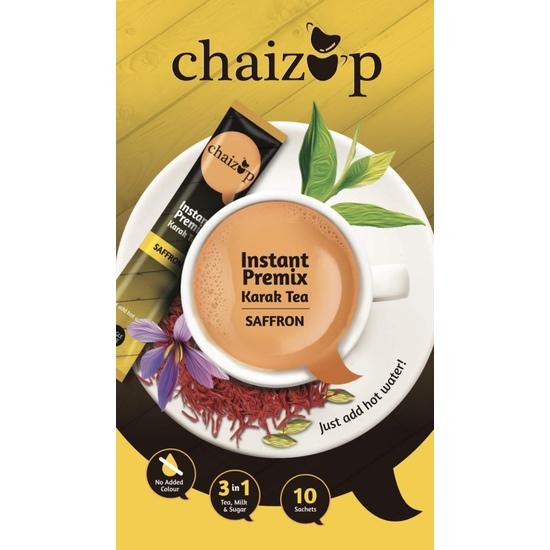 Chaizup Premium 1 Min Instant Saffron Tea Premix - 20 Sachets | Saffron Flavours | 20 Servings | 280g (Pack of 2)