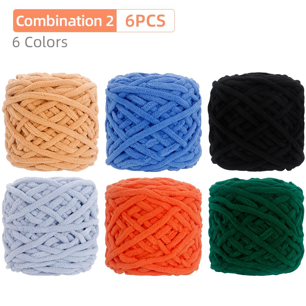 6Rolls DIY Soft Warm Snuggly Chenille Yarn, Velvet Iceland Puffy Yarn, Perfect for Knitting Crochet Sweater, Hat, Scarf, Blanket