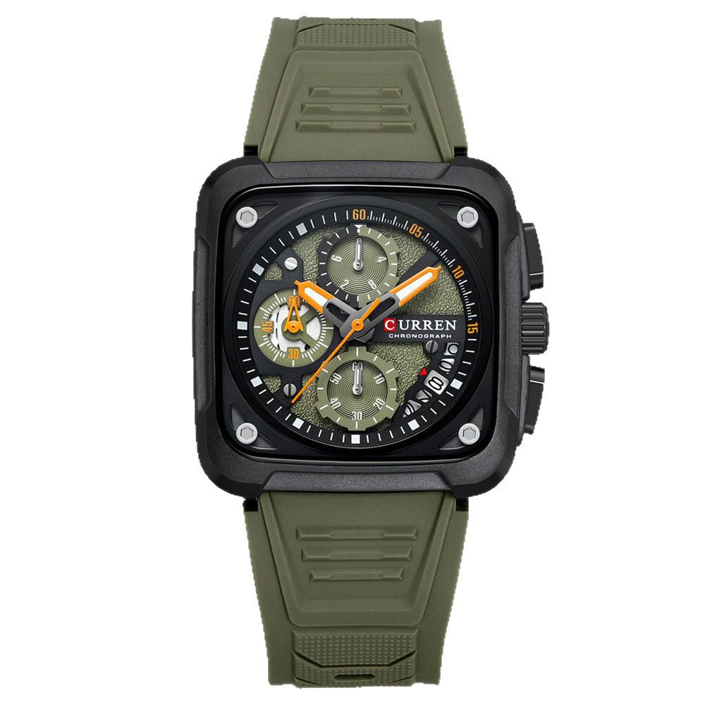 Curren 8461 Men's Multi-function Calendar Watch with Six Hands and Rubber Strap for Teens and Students.