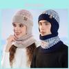 Gorro de Lã de Inverno com Cachecol de Orelha para Homens Mulheres Proteção Térmica ao Ar Livre
