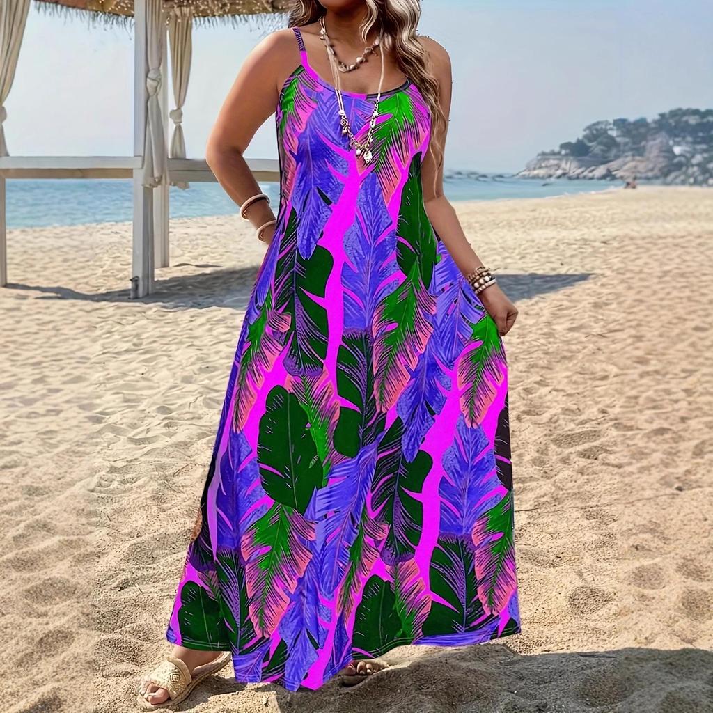 Cross-Border Floral Spaghetti Strap Dress - European & American Beach Holiday Style