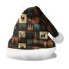 2024 Christmas Double-Sided Plush Hat with Holiday Print for Adults and Children