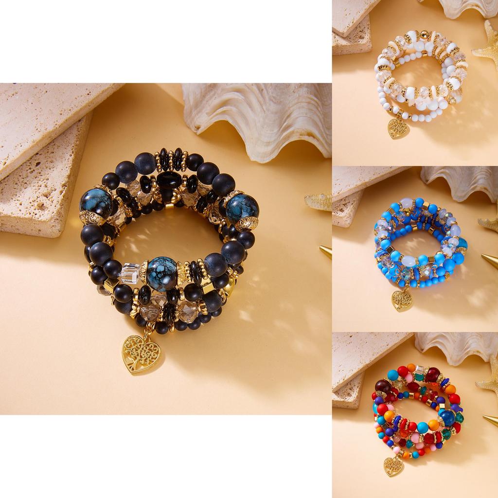 Bohemian Crystal Heart Multilayer Bracelets For Women With Charm And Gift Choice