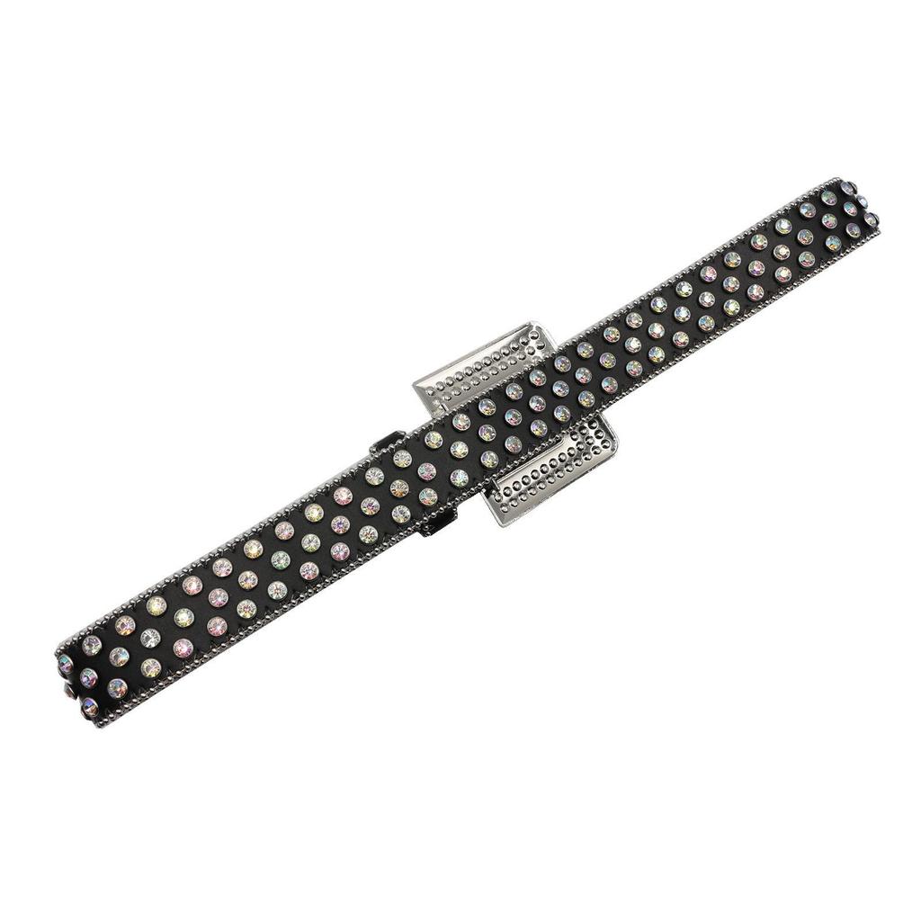 European & American Rhinestone Square Buckle Leather Belt - Sequin Punk Rock Style