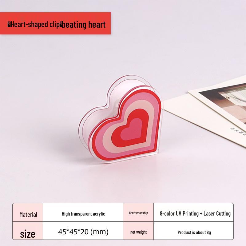 Colorful Heart Student Acrylic Ticket Holder & Sticky Note Clip | Portable Document Organizer