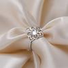 Fashion Hollow Lotus Ring with Transparent Rhinestone Flower of Life Stainless Steel Women's Ring Couple Ring Jewelry Gift