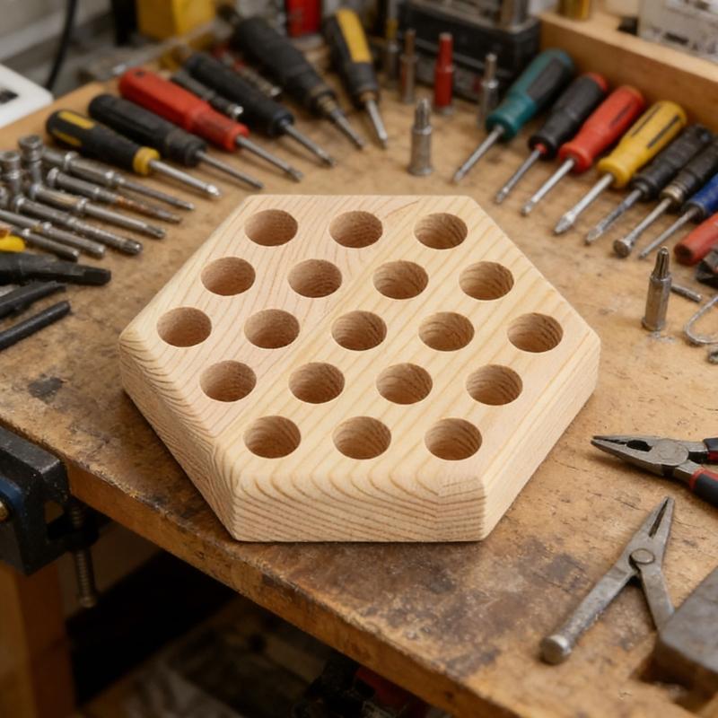 Solid Wood Pliers Storage Rack For Workshop Tool 8/12/19Holes Sturdy Construction NonSlip Base Durability Wood Build