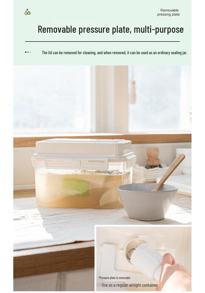 Transparent Korean Kimchi Pickling Crock with Inner Press-Seal Lid