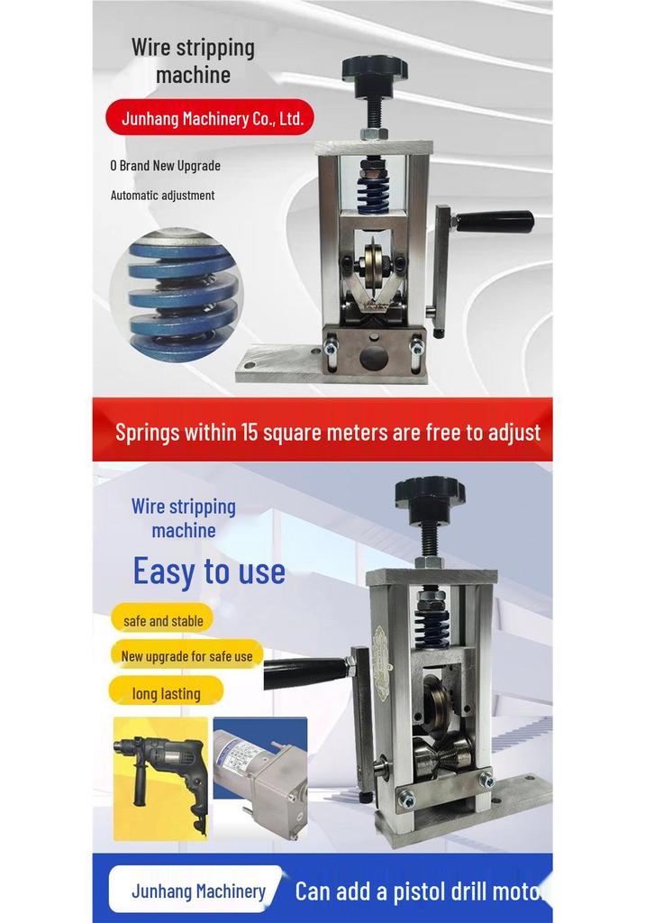 Automatic Spring Wire Stripping Machine for Copper and Aluminum with Electric Drill Compatibility