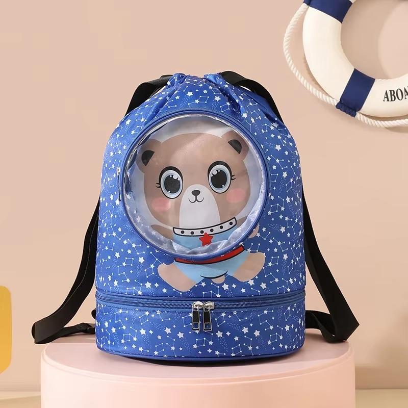 Drawstring Gym Bag for Kids Waterproof Drawstring Backpack Swim Bag with Compartment Pull String Sport Bag for Wet Swimming