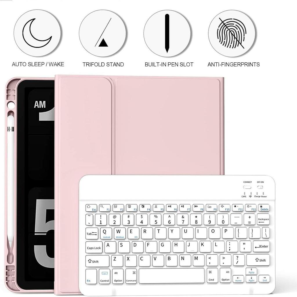 iPad Air 11th Gen Leather Case with Magnetic Backlit Keyboard and Pen Holder - Fits Pro 11/10.9
