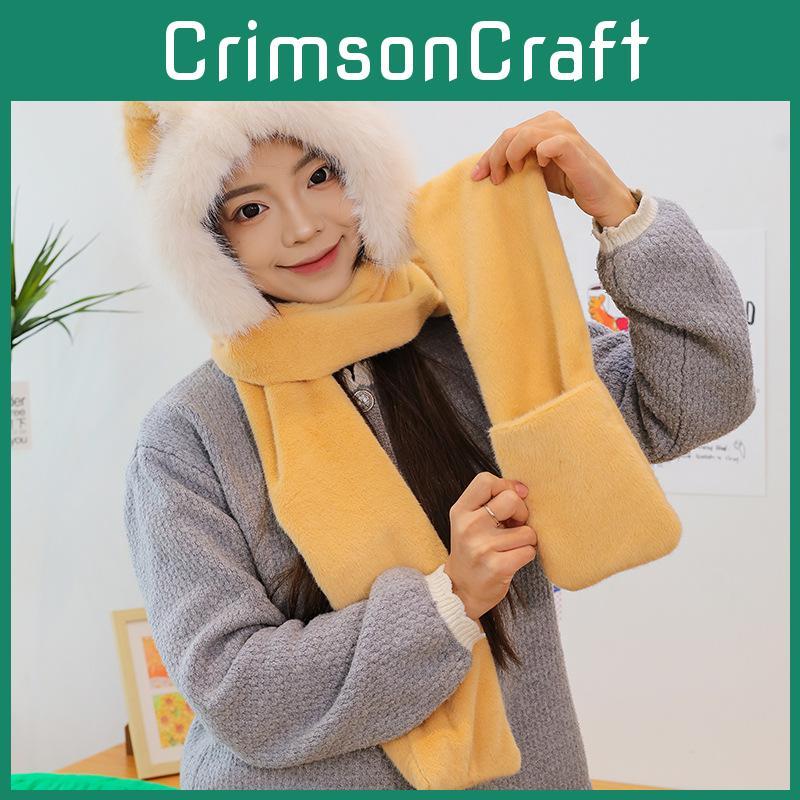 Plush Stylish Bear Winter Hat And Scarf For Men And Women Soft And Warm Design