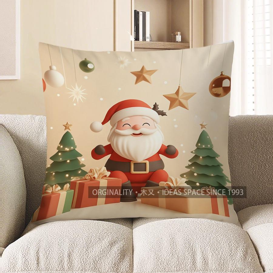 Home Decor Snowmen & Lanterns: Festive Pillow For Home Pattern Cushion Cover Suitable For Sofa Bedroom Car Pillow Cover