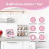 Multifunctional Kitchen Timer with Silent/Alert Mode, 24-Hour Clock, Memory Recall, Fast-Forward, and Magnetic Back for Cooking, Baking, Teaching