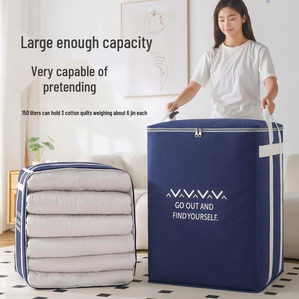 Foldable Non-Woven Clothes Organizer Box with Zipper - Striped Storage Basket for Wardrobe