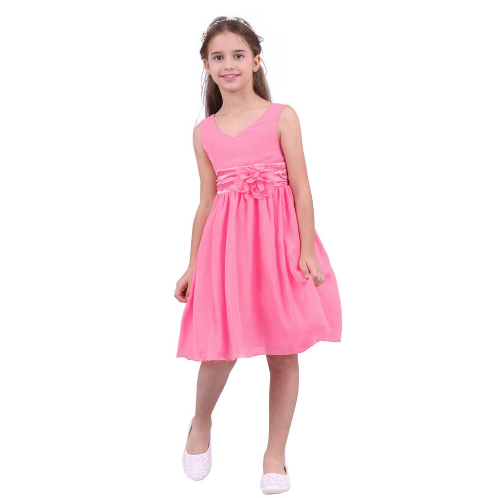 Kids Girls Princess Dress V Neck Flower Tutu Dress Pageant Junior Prom Gown Wedding Bridesmaid Evening Party Dress