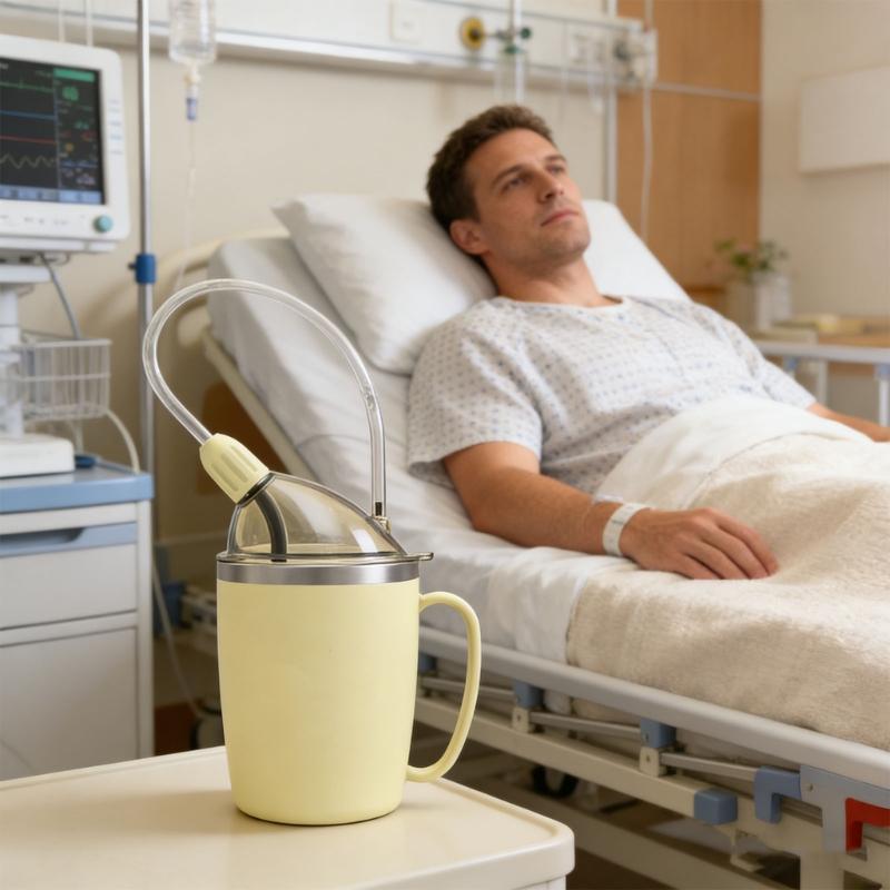 Practical 350ml Health Drinking Vessel With Angled Straw And Tight Cover For Rehabilitation And Specific Requirements