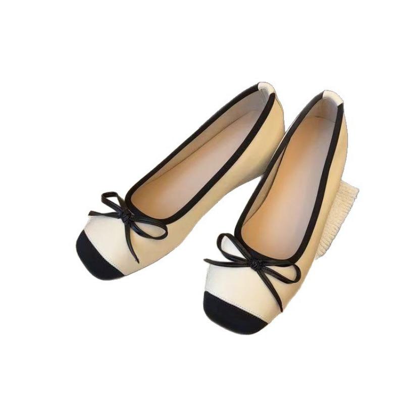 Shallow Flat-soled Single Shoes Summer New Color Matching Bow Women's Shoes Versatile Casual Doudou Shoes