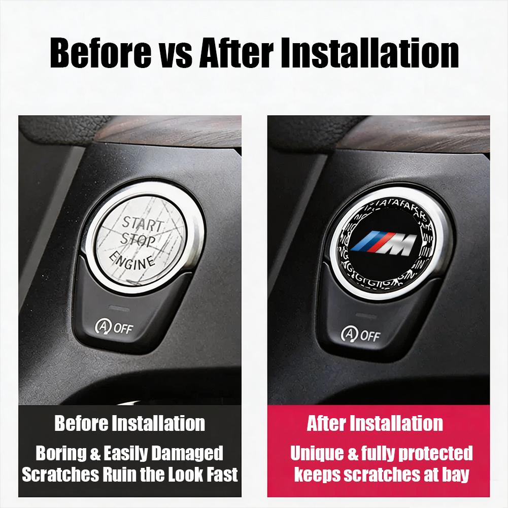 Crystal One Click Start Stop Button Cover M Tri Color Logo Ignition Switch Decor Accessories Trim For BMW E90 G80 M3 G30 M5 F82 npbf16