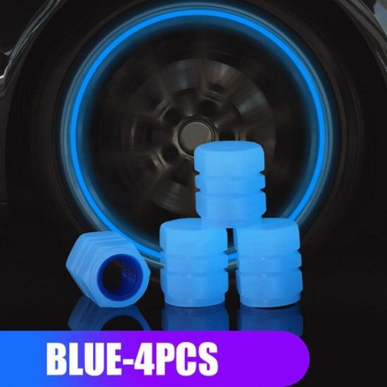 4Pcs Fluorescent Glowing Tire Valve Cover In Dark Car Caps Universal Accessories