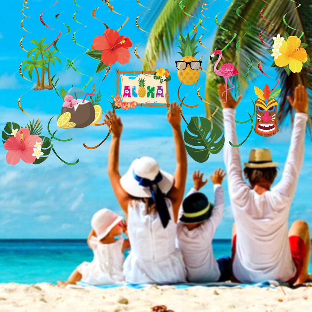 Pie Theme Pair Decorative Pineapple Flamingo Spiral Pendant Turtle Leaf Coconut Spiral Pendant