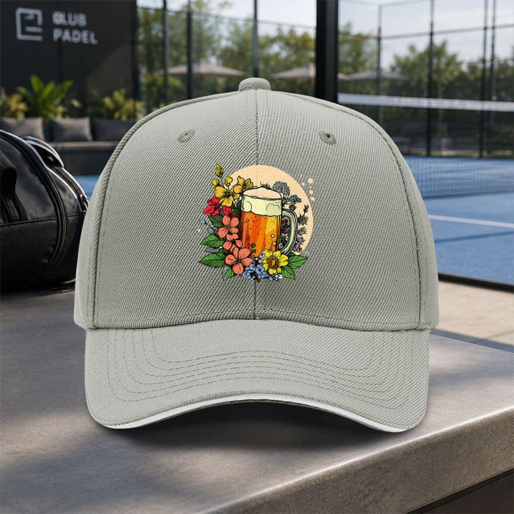 Adjustable Floral Beer Mug Baseball Cap Lightweight Unisex Hat for Outdoor Weddings Parties