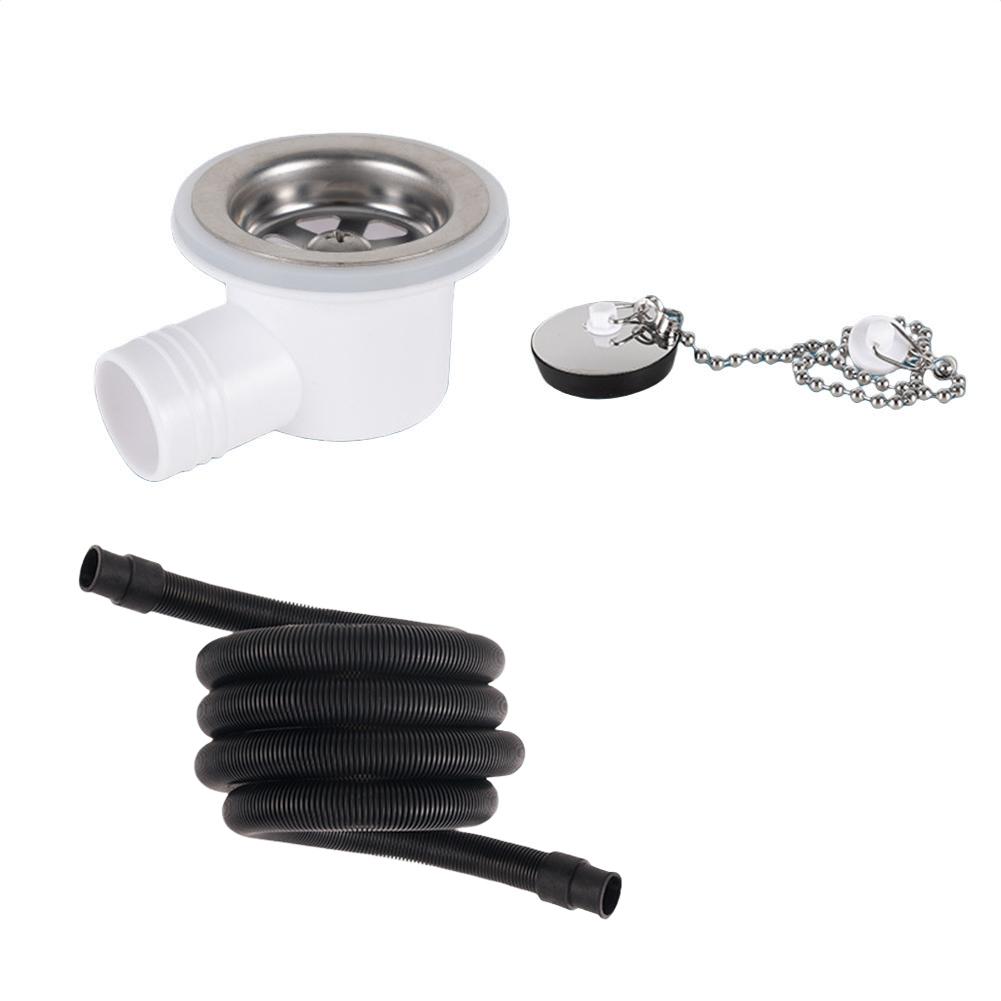Right Angle Design RV Sink Drain Connector with 2 Meter Hose Leak Proof Seal for RV and Yacht Sink Applications